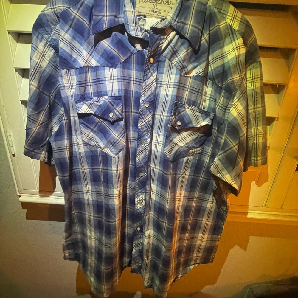 Blue Plaid Wrancher by Wrangle Western Shirt